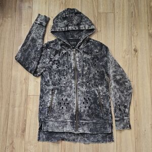 GUESS Distressed Black Men Hoodie Jacket